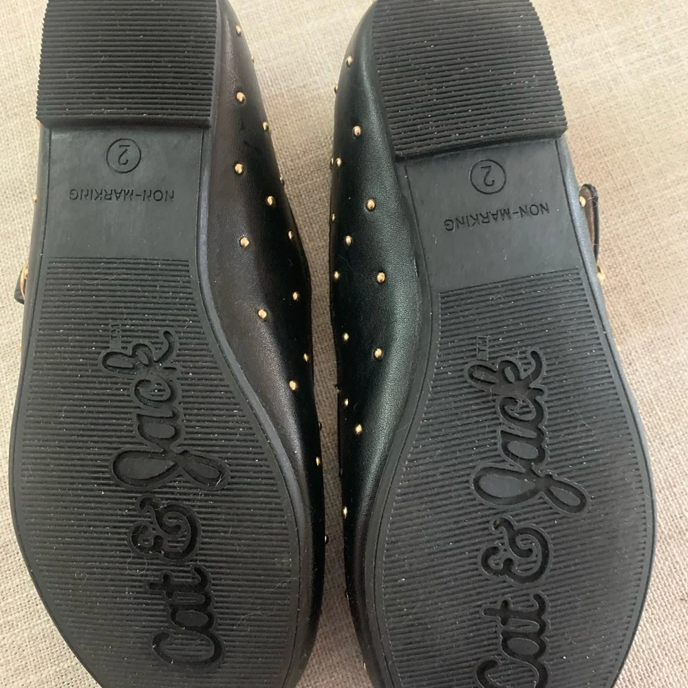 Lot of 2 Cat & Jack Black Girls' Flats Set with Studded Mary Jane & Bow Ballet
